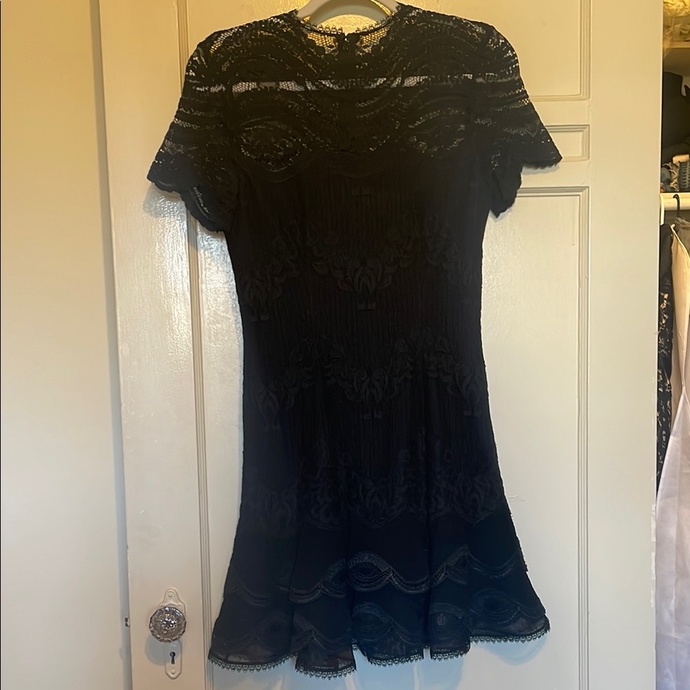 Mixed Lace Cap Sleeve Mini Dress - BLACK / 2 - by Jonathan Simkhai